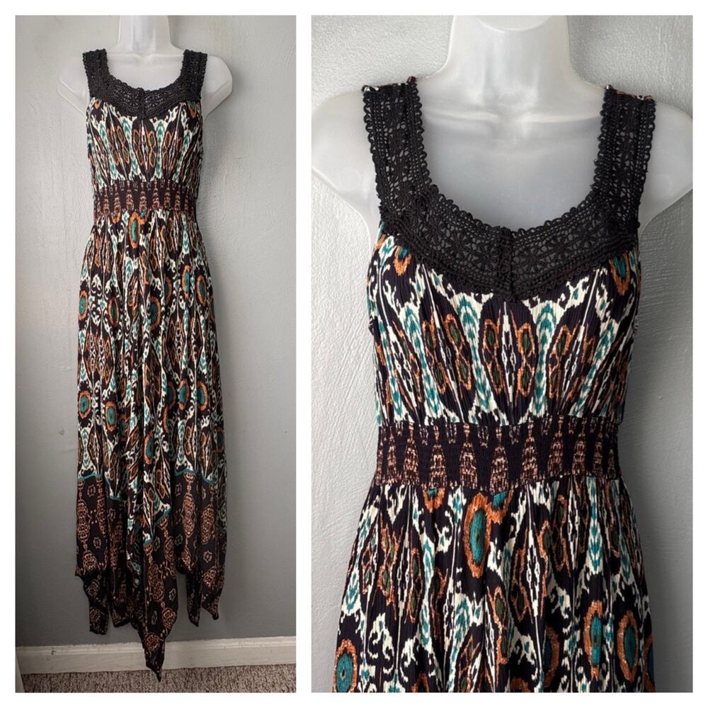 Bila Sleeveless Dress Size Small Gauze Asymmetrical Boho Whimsigoth Crochet